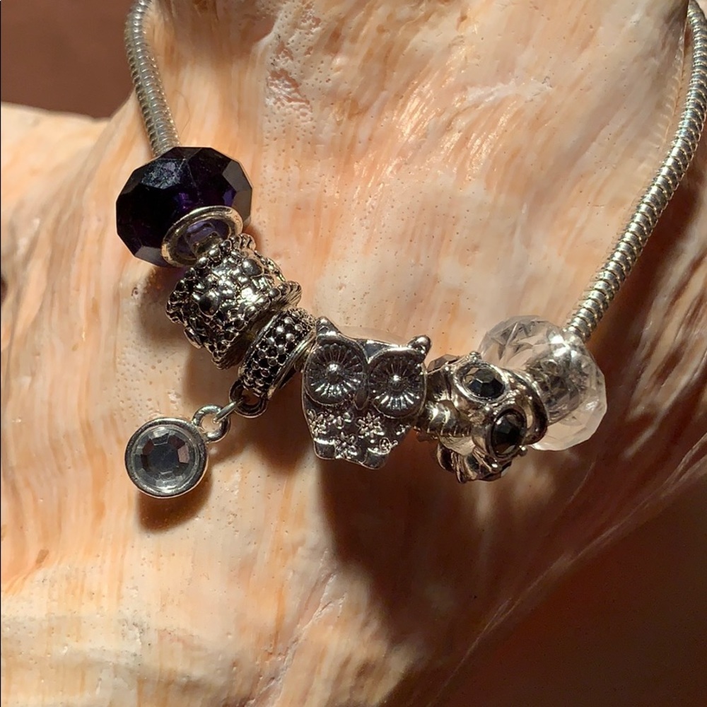 Owl/Crystals/Beads Bracelet Hardly Worn